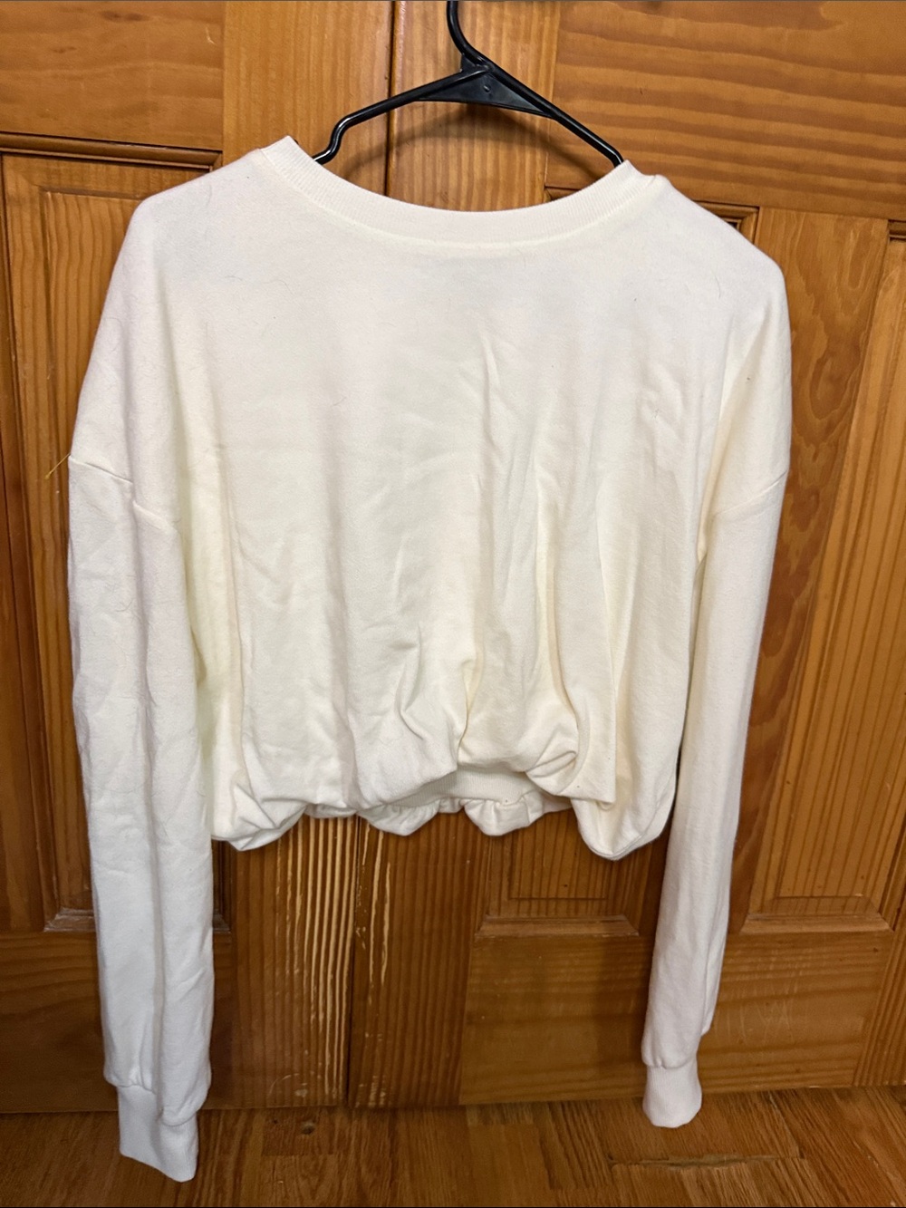 wild fable Cream Cropped Gathered-Hem Sweatshirt